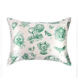 Elegant Green and White Illustrated Pillowcase